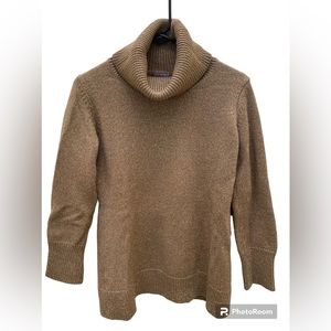 Ann Taylor gold metallic wool blend turtle neck sweater, L
